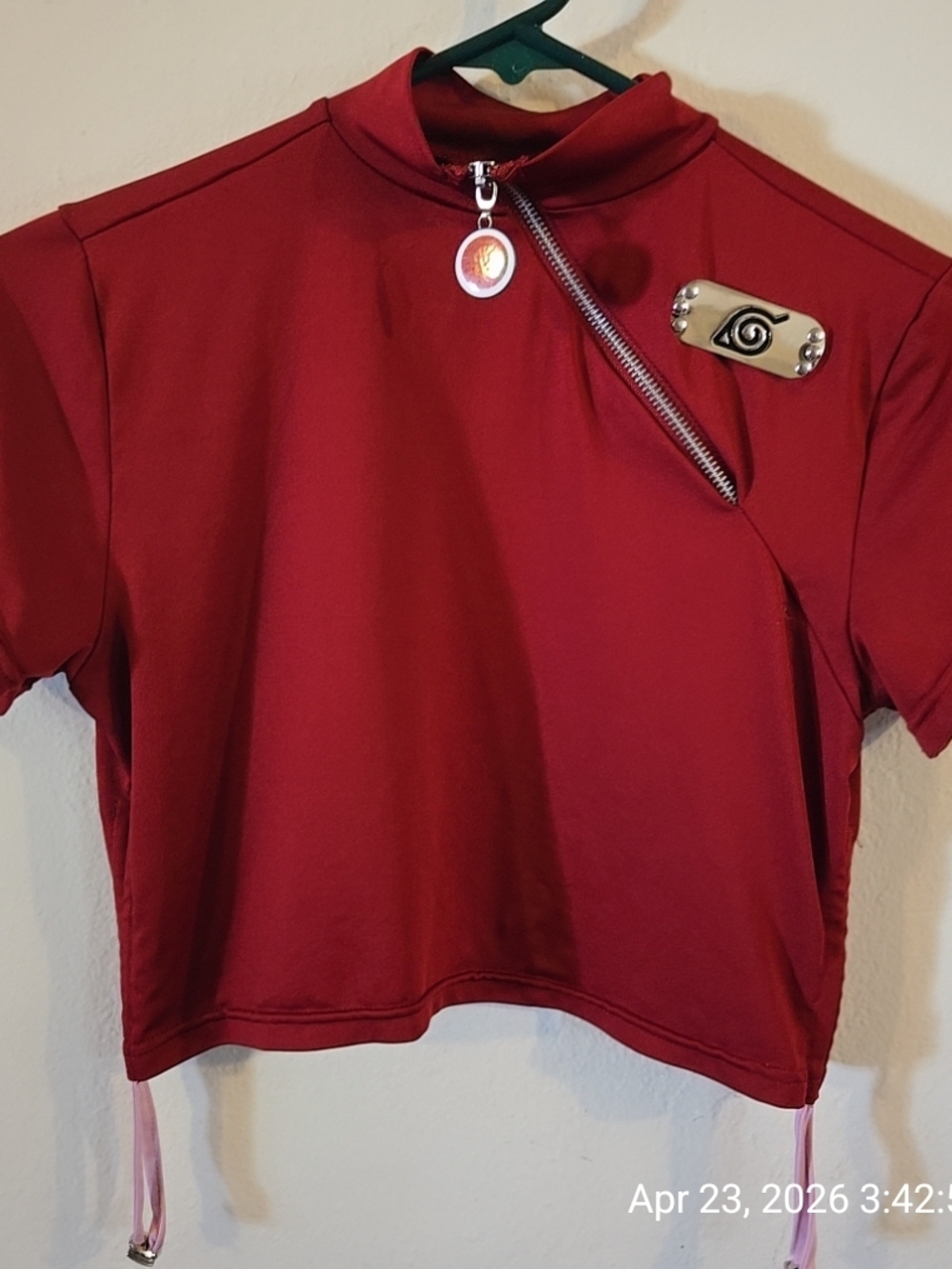 Kids Red Short Sleeve Zip-Accent Top
